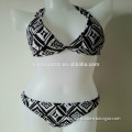 Fahion hi-quality sex black&white print swim bra&bottom